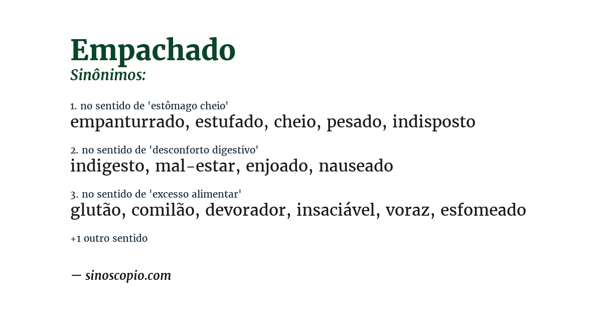 Sinônimo de empachado