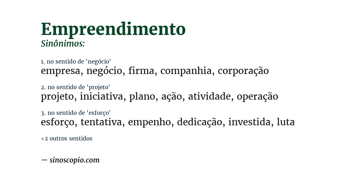 Sinônimo de empreendimento