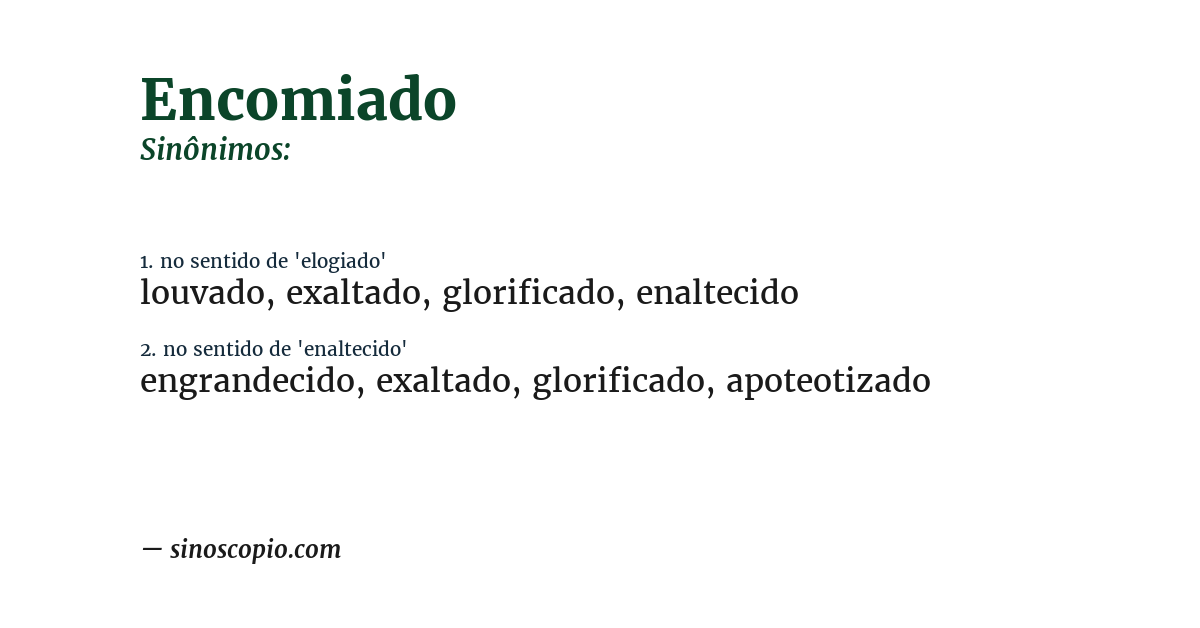 Sinônimo de encomiado