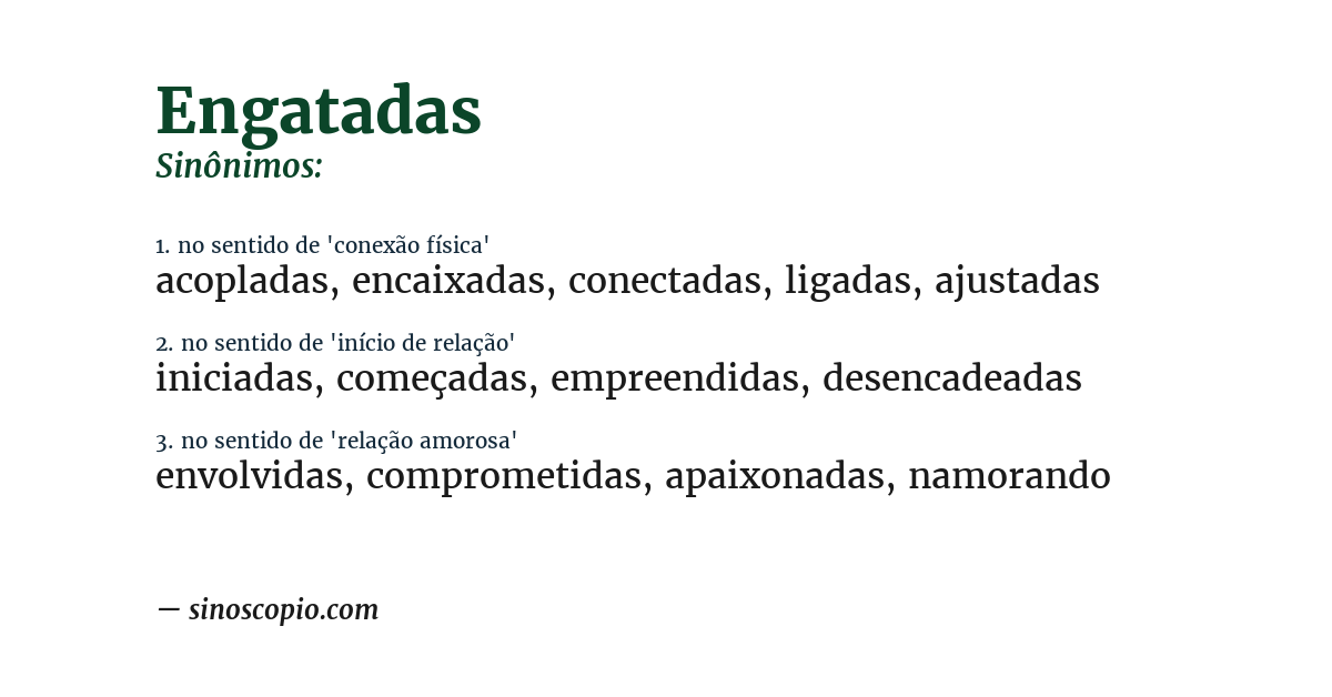 Sinônimo de engatadas