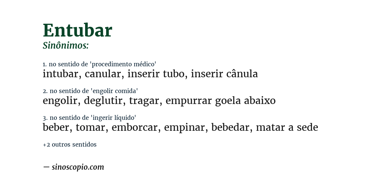 Sinônimo de entubar