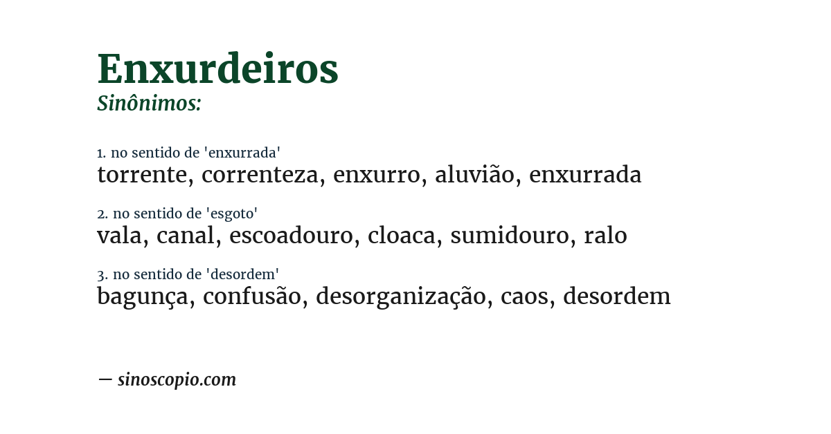 Sinônimo de enxurdeiros