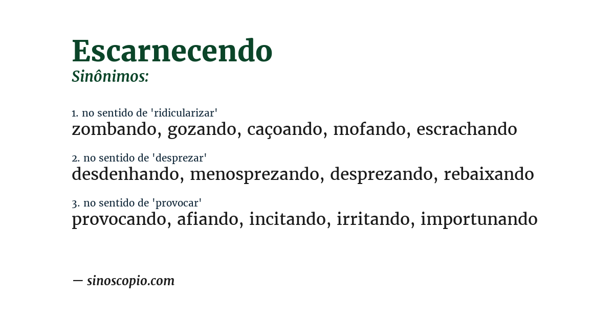 Sinônimo de escarnecendo