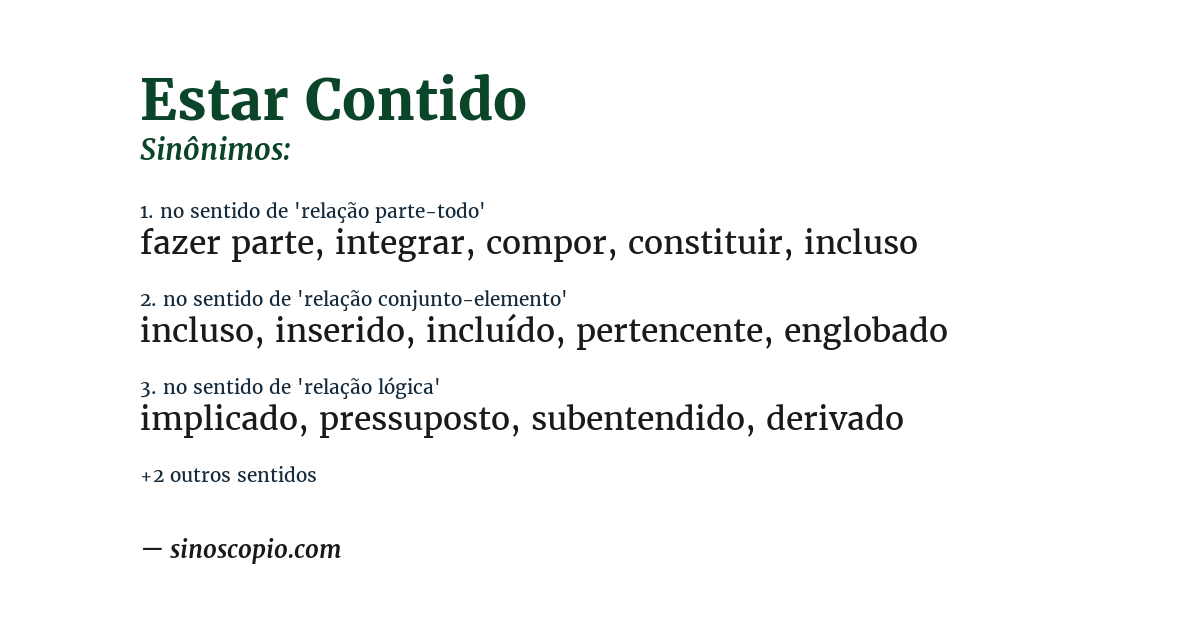 Sinônimo de estar contido