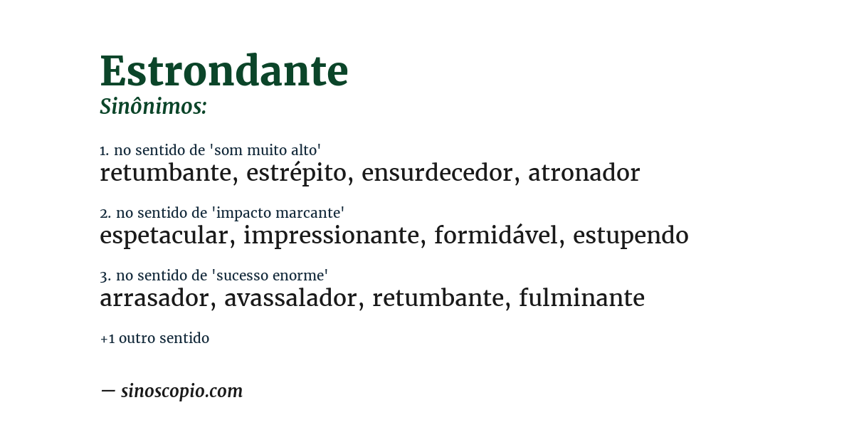 Sinônimo de estrondante
