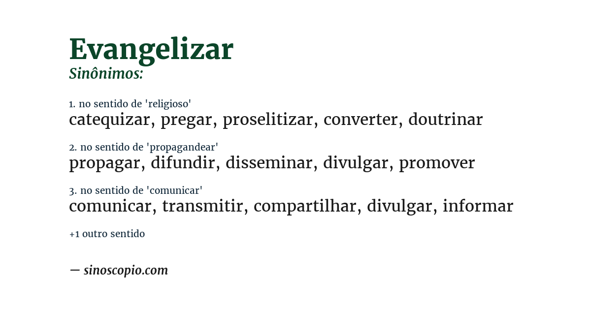 Sinônimo de evangelizar