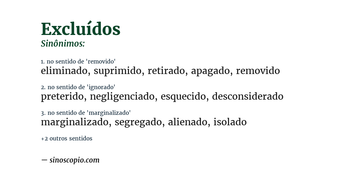 Sinônimo de excluídos