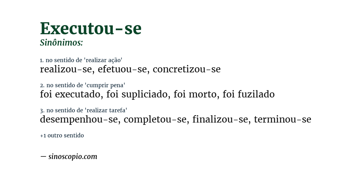 Sinônimo de executou-se