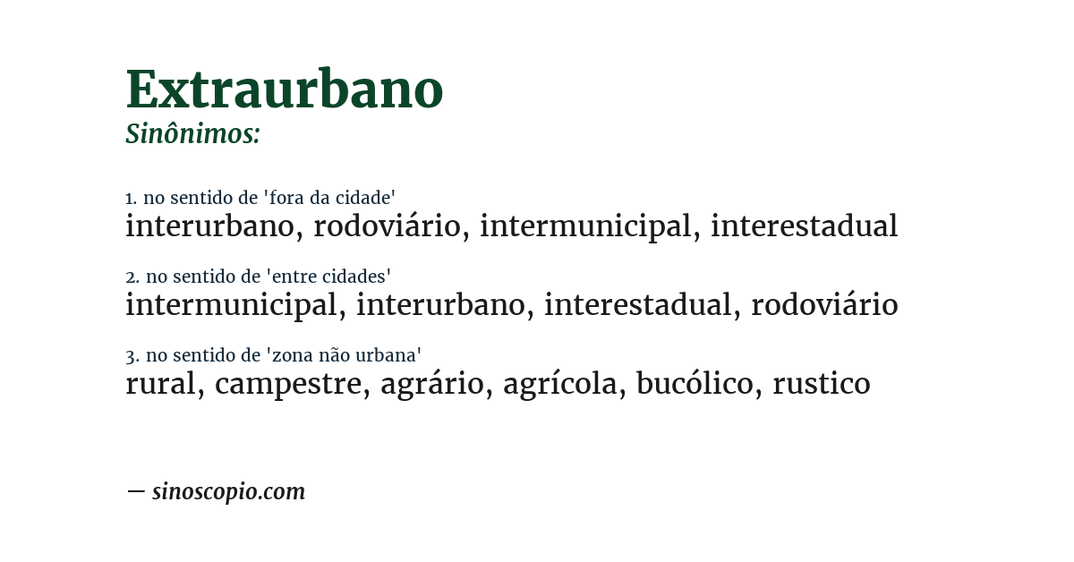 Sinônimo de extraurbano