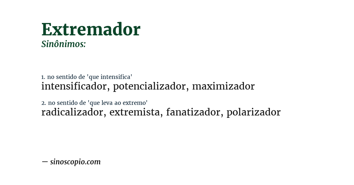 Sinônimo de extremador