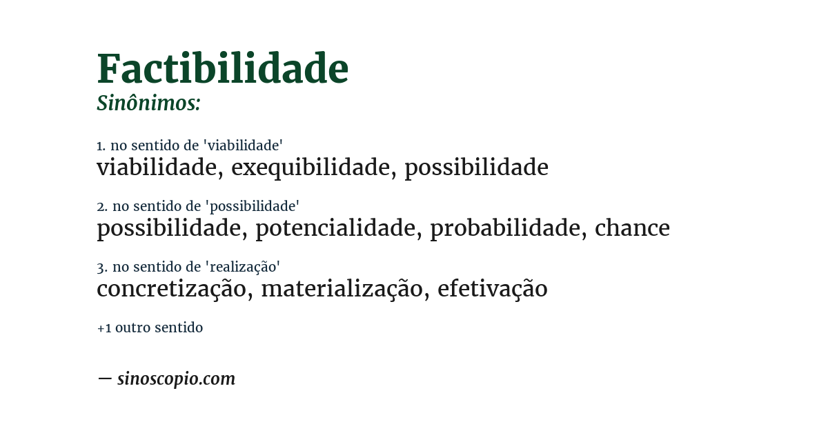 Sinônimo de factibilidade