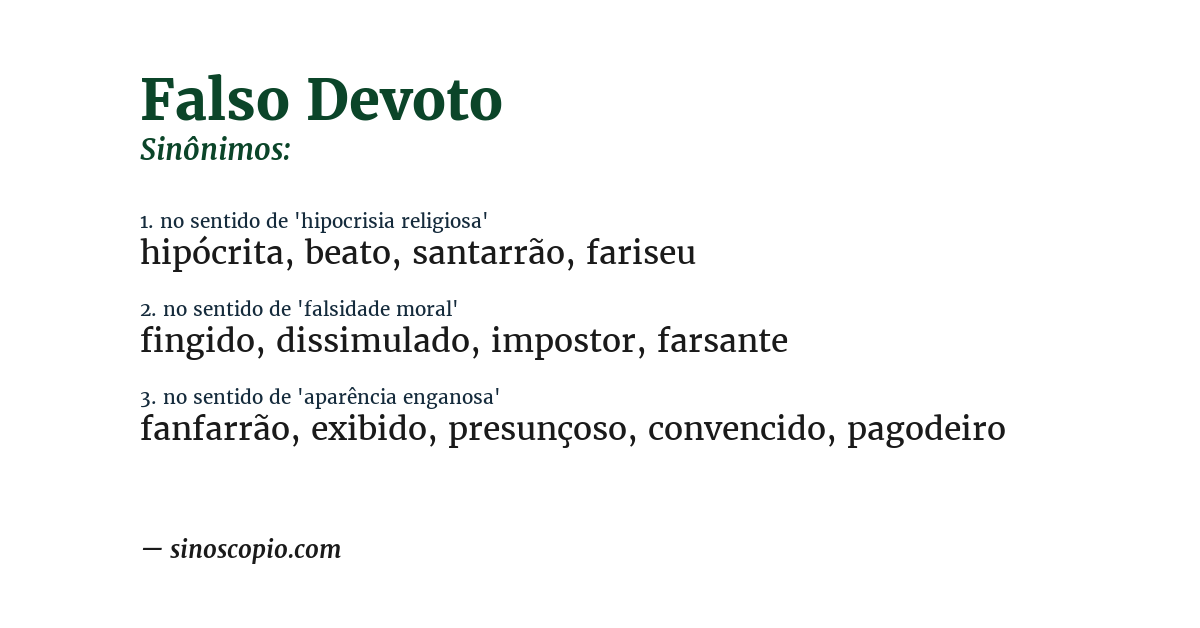 Sinônimo de falso devoto