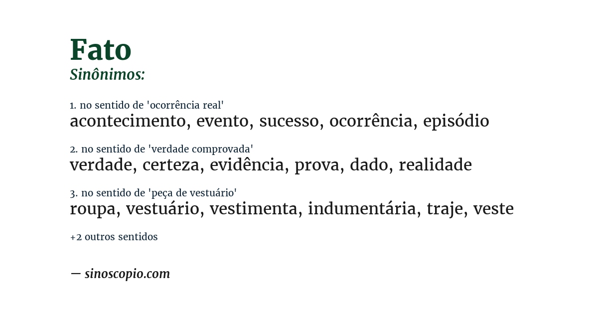 Sinônimo de fato