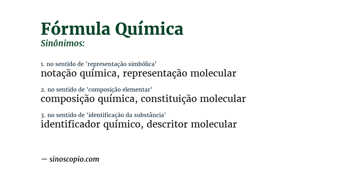 Sinônimo de fórmula química