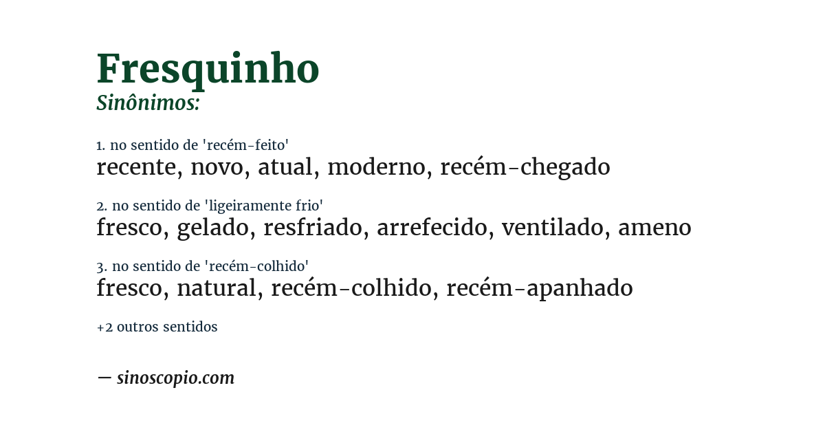Sinônimo de fresquinho