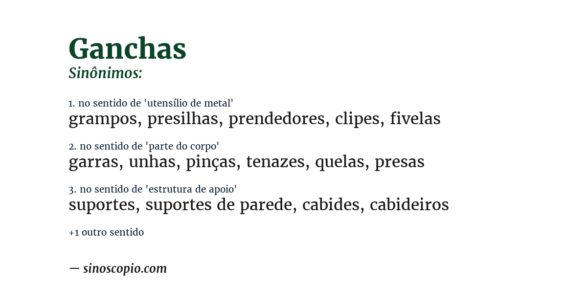 Sinônimo de ganchas
