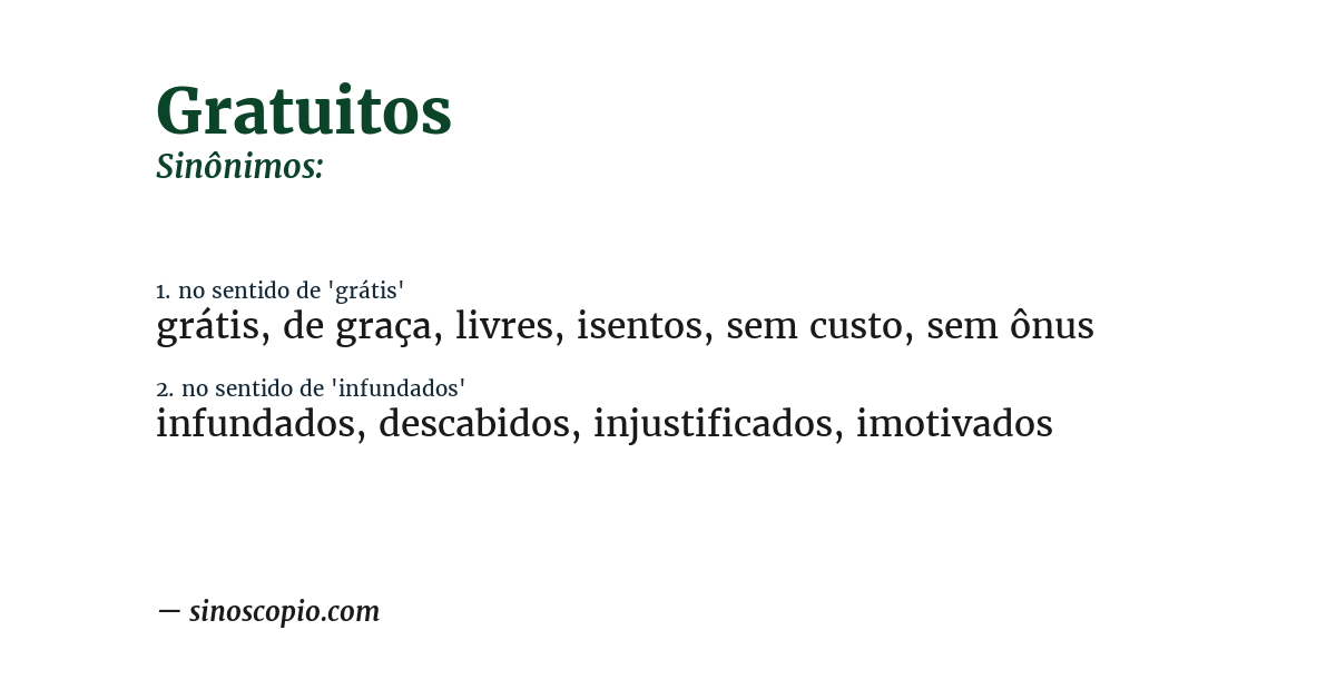 Sinônimo de gratuitos