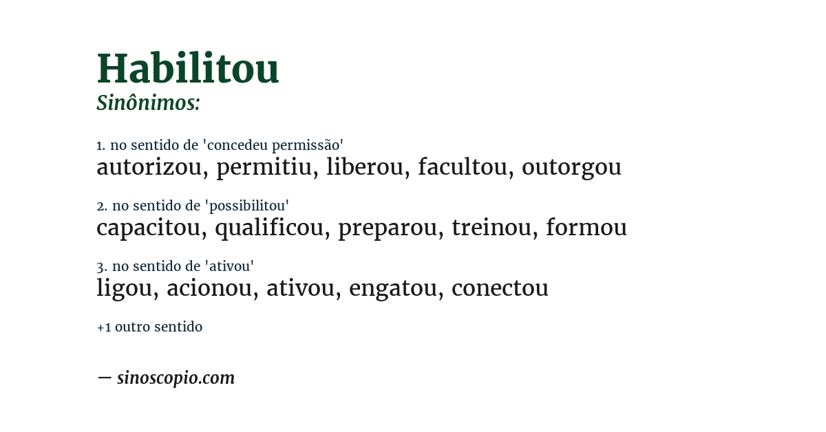 Sinônimo de habilitou