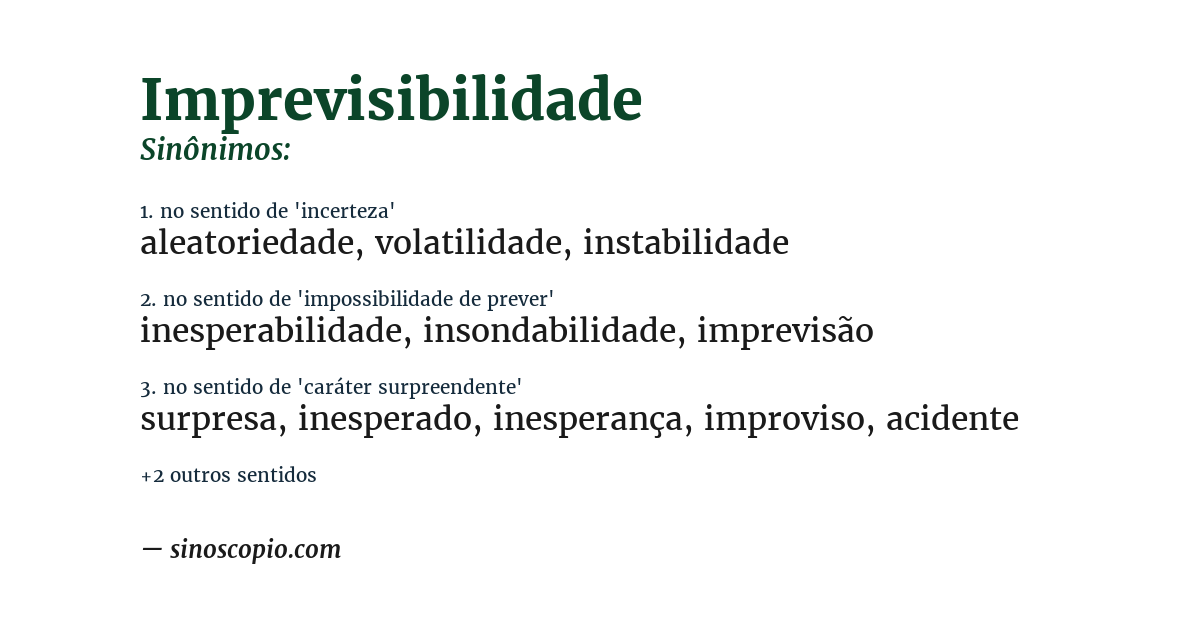 Sinônimo de imprevisibilidade