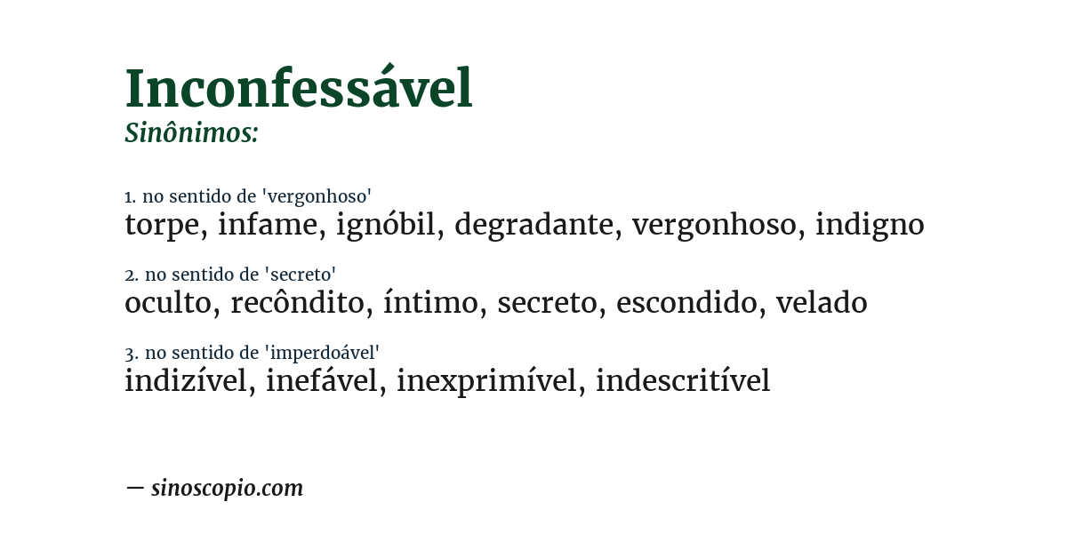 Sinônimo de inconfessável