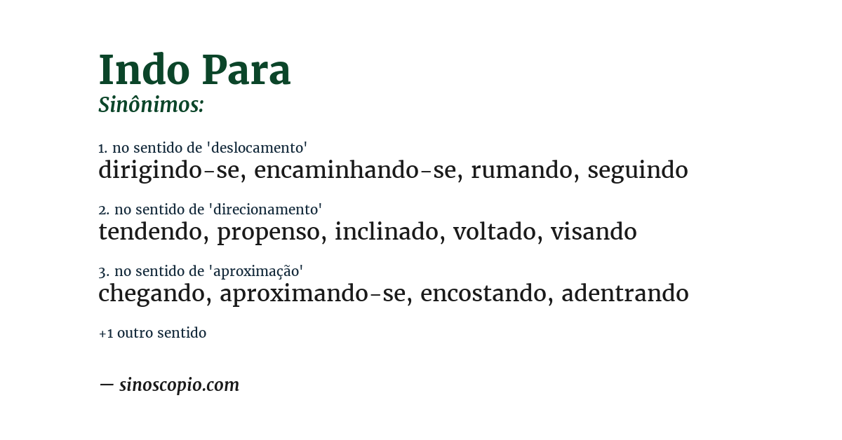Sinônimo de indo para