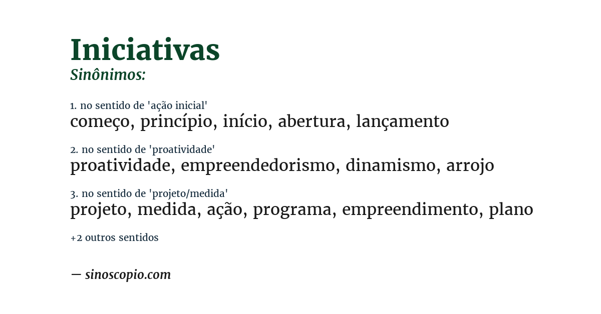 Sinônimo de iniciativas