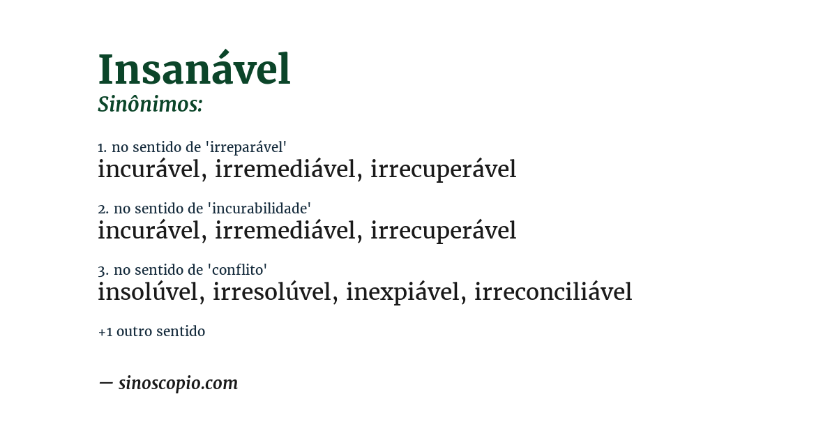 Sinônimo de insanável