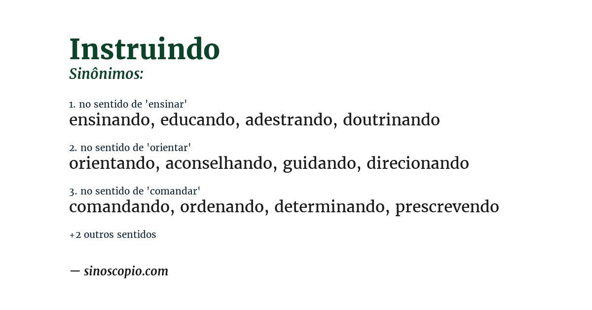 Sinônimo de instruindo