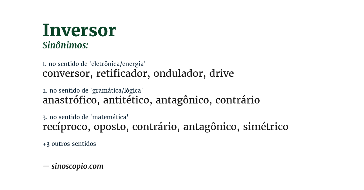 Sinônimo de inversor