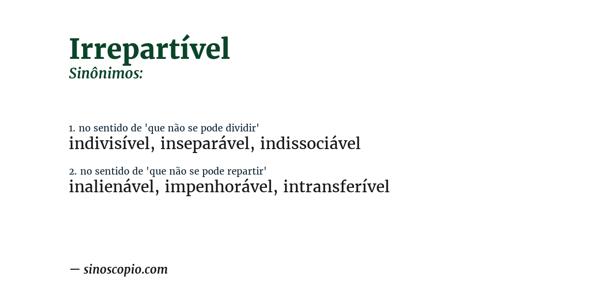 Sinônimo de irrepartível