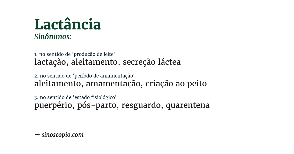 Sinônimo de lactância