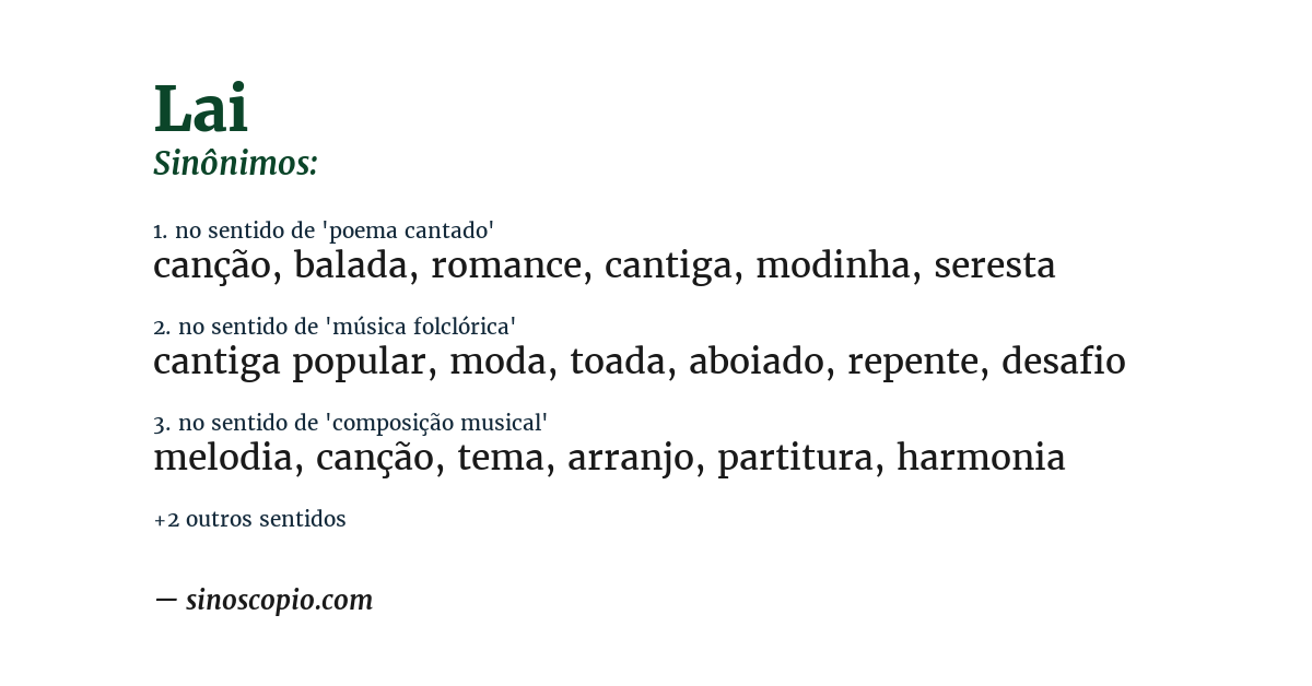 Sinônimo de lai