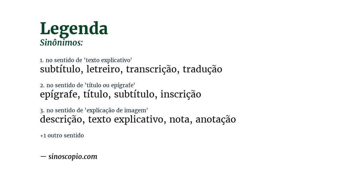 Sinônimo de legenda