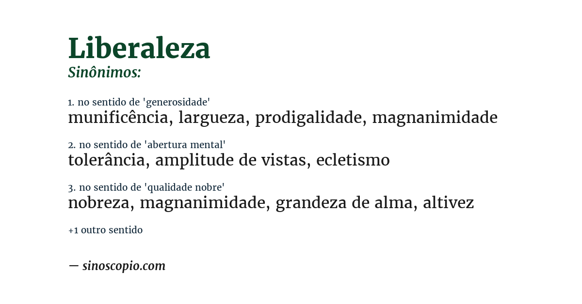 Sinônimo de liberaleza
