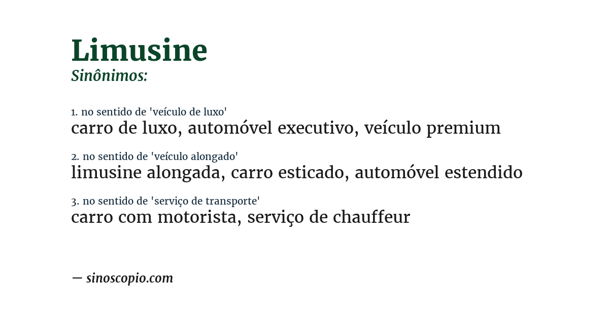 Sinônimo de limusine