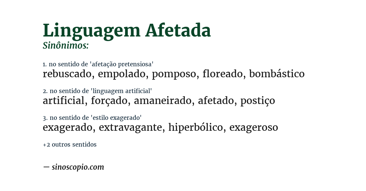 Sinônimo de linguagem afetada