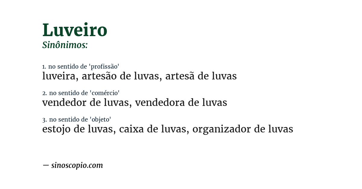 Sinônimo de luveiro