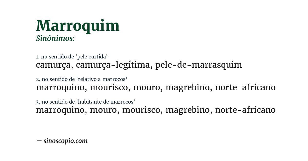 Sinônimo de marroquim