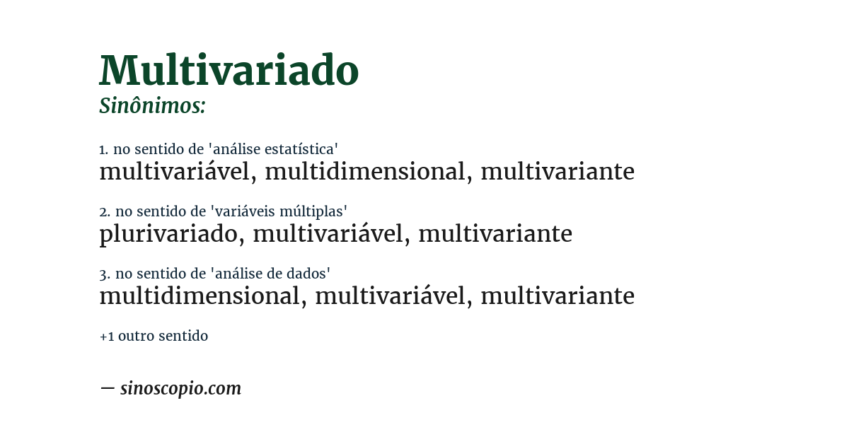 Sinônimo de multivariado