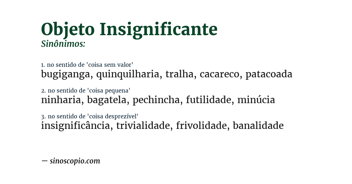 Sinônimo de objeto insignificante