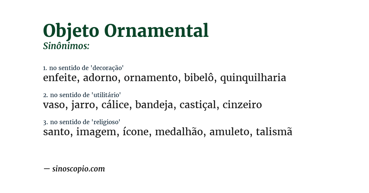 Sinônimo de objeto ornamental