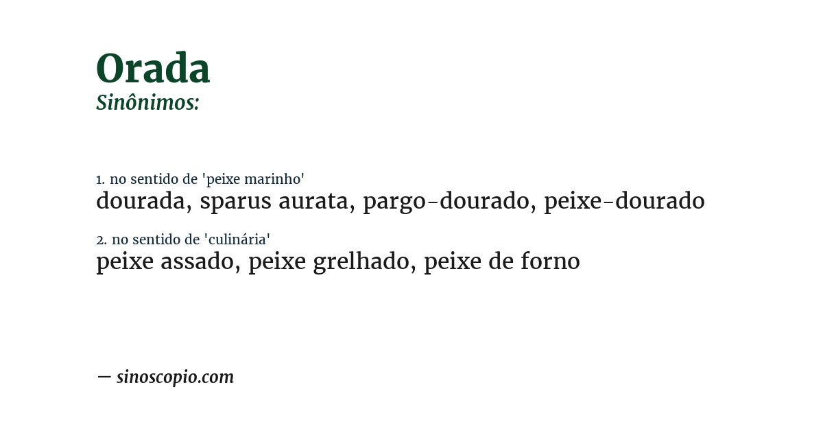 Sinônimo de orada
