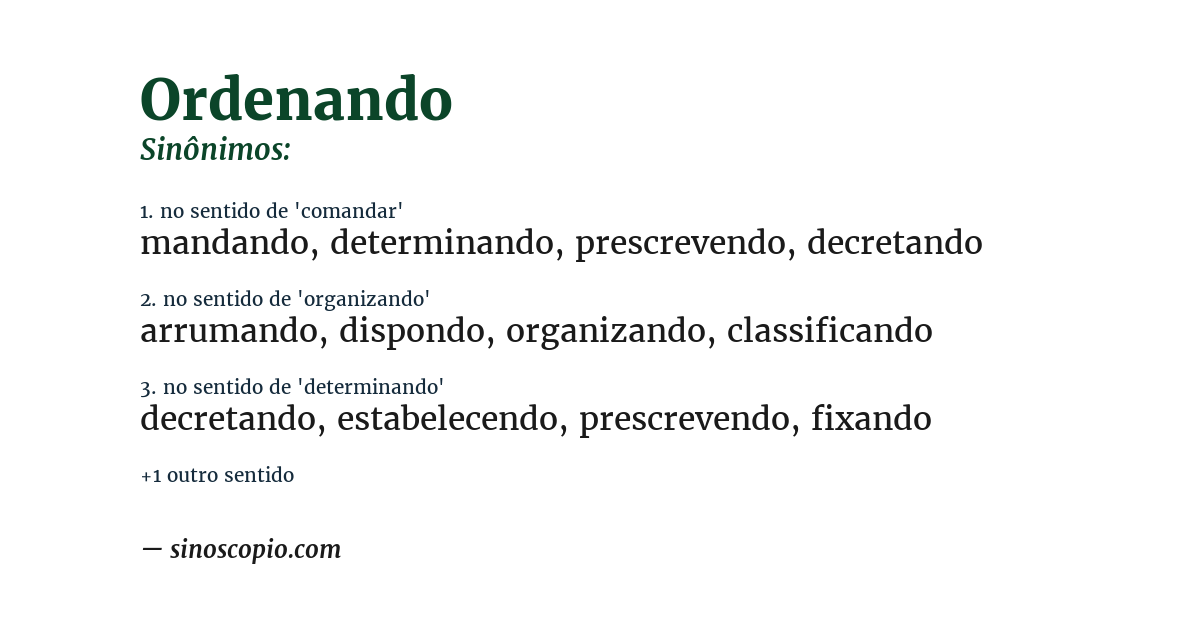 Sinônimo de ordenando