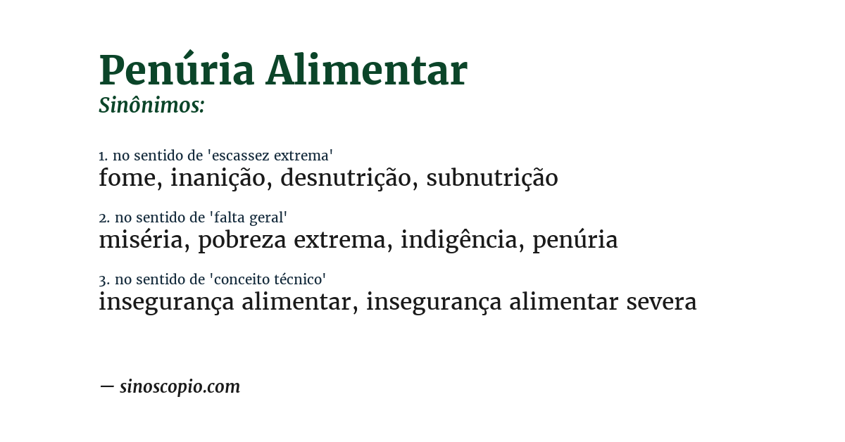 Sinônimo de penúria alimentar
