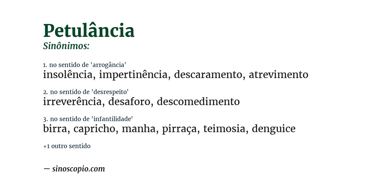 Sinônimo de petulância