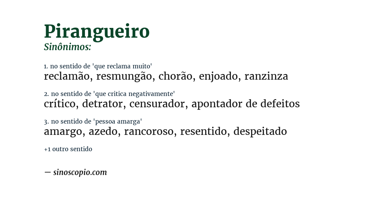 Sinônimo de pirangueiro
