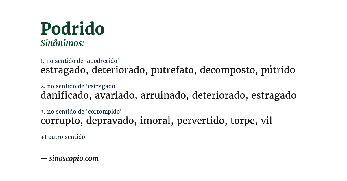 Sinônimo de podrido