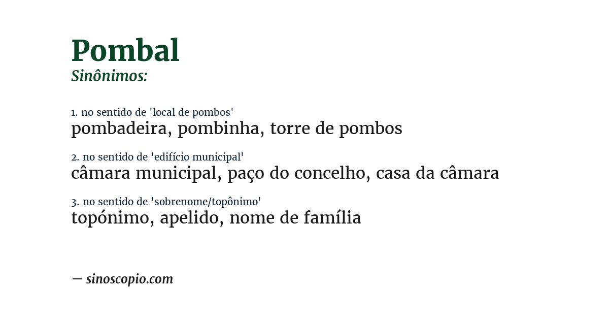 Sinônimo de pombal