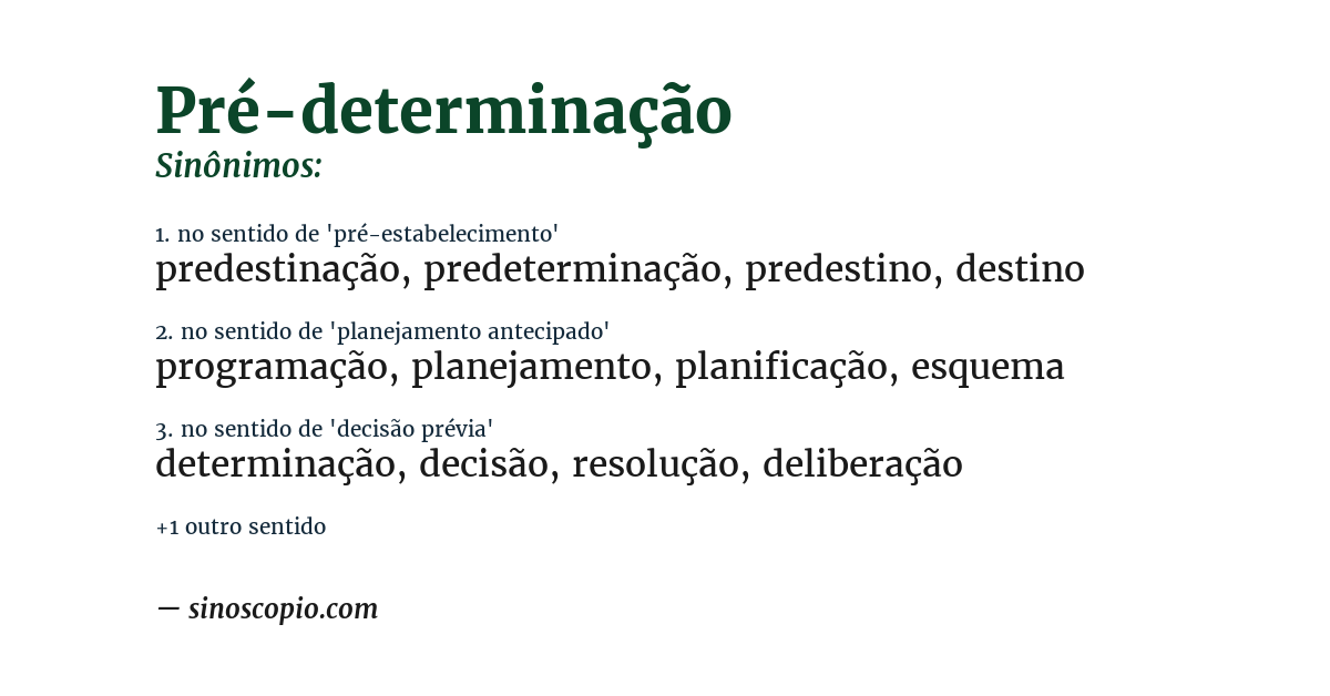 Sinônimo de pré-determinação