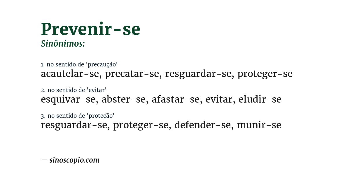 Sinônimo de prevenir-se